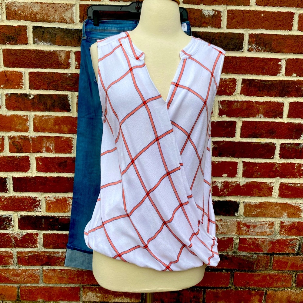 4 for $20 a.n.a large white with red stripe tank